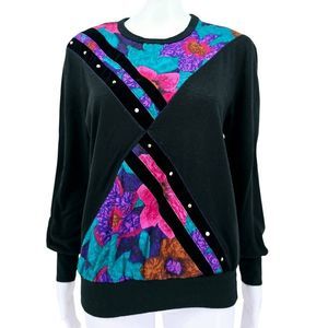 Vintage 80's Hawaiian LS Shirt Black S